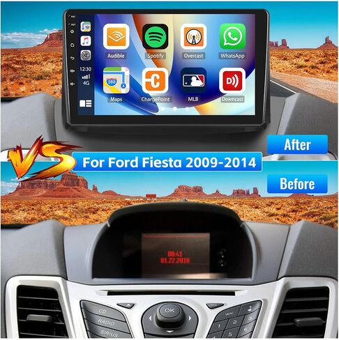 ستيريو سيارة 2G+64G Android 13 لسيارة Ford Fiesta 2009-2014 مع Carplay لاسلكي Android Auto، شاشة لمس 9 بوصات راديو سيارة Ford Fiesta مع وصلة مرآة WiFi/GPS Bluetooth FM/RDS SWC+كاميرا خلفية in Saudi Arabia