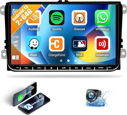 [2+64G] ستيريو سيارة Android 13 لسيارة VW Passat Tiguan Golf MK5 MK6 Jetta T5 EOS Polo مع Carplay اللاسلكي وAndroid Auto، راديو سيارة بشاشة تعمل باللمس 9 بوصة مع BT FM/RDS HiFi WiFi GPS Dual USB+كاميرا احتياطية in Saudi Arabia