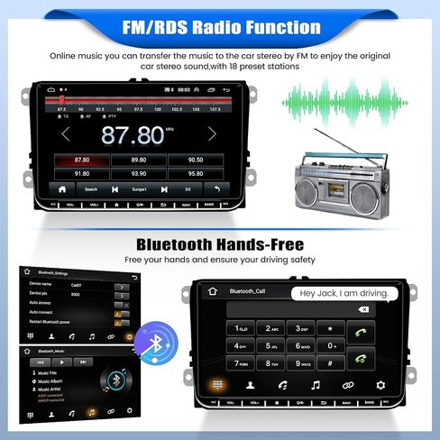 [2+64G] ستيريو سيارة Android 13 لسيارة VW Passat Tiguan Golf MK5 MK6 Jetta T5 EOS Polo مع Carplay اللاسلكي وAndroid Auto، راديو سيارة بشاشة تعمل باللمس 9 بوصة مع BT FM/RDS HiFi WiFi GPS Dual USB+كاميرا احتياطية in Saudi Arabia