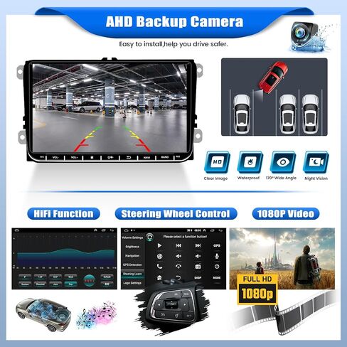 [2+64G] ستيريو سيارة Android 13 لسيارة VW Passat Tiguan Golf MK5 MK6 Jetta T5 EOS Polo مع Carplay اللاسلكي وAndroid Auto، راديو سيارة بشاشة تعمل باللمس 9 بوصة مع BT FM/RDS HiFi WiFi GPS Dual USB+كاميرا احتياطية in Saudi Arabia