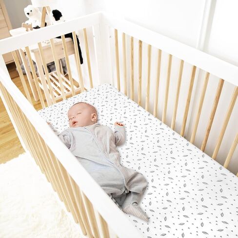 Muslin Crib Sheets for Girls and Boys, Fitted Baby Crib Sheets for Toddler Bed 28" x 52", Viscose Made from Bamboo Crib Mattress Sheet with Boho Style, Soft Breathable Baby Sheets 2 Pack, White&Yellow in Saudi Arabia