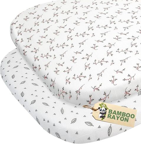 ملاءات سرير أطفال من الموسلين للفتيات والفتيان، ملاءات سرير أطفال مناسبة لسرير الأطفال الصغار مقاس 28 بوصة × 52 بوصة، مصنوعة من الفيسكوز من ملاءة مرتبة سرير الخيزران بنمط بوهو، ملاءات أطفال ناعمة قابلة للتنفس، عبوة من قطعتين، أبيض وأصفر in Kuwait