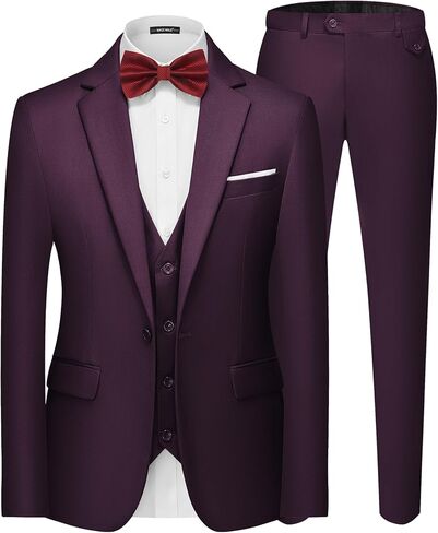 MAGE MALE Men's 3 Pieces Suit Elegant Solid One Button Slim Fit Single Breasted Party Blazer Vest Pants Set in Kuwait
