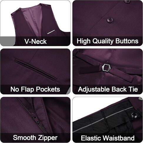 MAGE MALE Men's 3 Pieces Suit Elegant Solid One Button Slim Fit Single Breasted Party Blazer Vest Pants Set in Kuwait