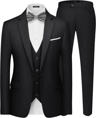 MAGE MALE Men's 3 Pieces Suit Elegant Solid One Button Slim Fit Single Breasted Party Blazer Vest Pants Set in Saudi Arabia