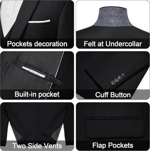 MAGE MALE Men's 3 Pieces Suit Elegant Solid One Button Slim Fit Single Breasted Party Blazer Vest Pants Set in Saudi Arabia