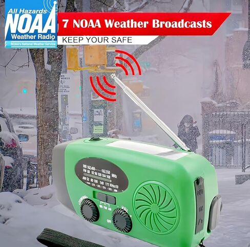 5000mAh Eemergency Radio, NOAA Weather Radio, Portable FM AM Solar Hand Crank Radio with SOS Alarm, Earphone Jack, LED Flashlights Survial Phone Charger for Camping Hiking in Saudi Arabia