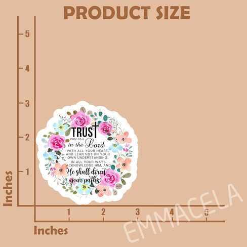 (3PCS) Trust in The Lord with All Your Heart Proverbs 3:5-6 Sticker Christian Faith Sticker, Religious Sticker, Waterproof Vinyl Decal for Books Laptops Tumblers Water Bottles and More, Size 3" x 3" in Kuwait