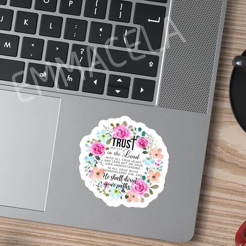 (3PCS) Trust in The Lord with All Your Heart Proverbs 3:5-6 Sticker Christian Faith Sticker, Religious Sticker, Waterproof Vinyl Decal for Books Laptops Tumblers Water Bottles and More, Size 3" x 3" in Kuwait