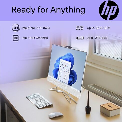 HP 24 Newest Daily All-in-One, 23.8" FHD 1920 * 1080, Intel Core i3-1115G4, 16GB RAM, 2TB SSD, Wi-Fi, Wired KB & Mouse, SD Card Reader, Webcam, Windows 11 Home, White with 64GB USB Flash Drive Bundle in Saudi Arabia