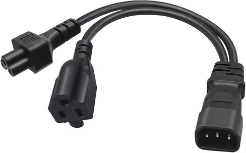 0.32M/1FT C14 إلى C5+5-15R Y سلك قابس طاقة مقسم، IEC32C0 14 قابس إلى المقبس القياسي الأمريكي، سلك طاقة C14 إلى C5 in Kuwait
