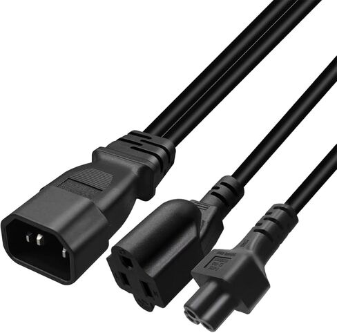 0.32M/1FT C14 إلى C5+5-15R Y سلك قابس طاقة مقسم، IEC32C0 14 قابس إلى المقبس القياسي الأمريكي، سلك طاقة C14 إلى C5 in Kuwait
