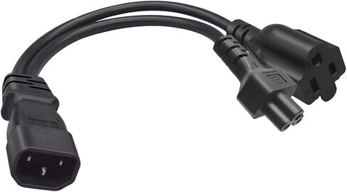 0.32M/1FT C14 إلى C5+5-15R Y سلك قابس طاقة مقسم، IEC32C0 14 قابس إلى المقبس القياسي الأمريكي، سلك طاقة C14 إلى C5 in Kuwait