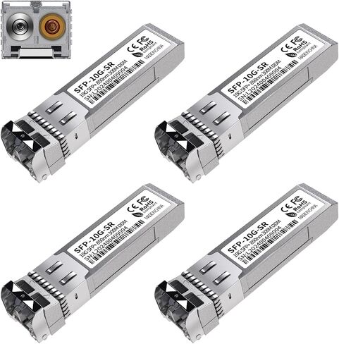 وحدة 4Pack 10G SFP+ LC، جهاز إرسال واستقبال إيثرنت متعدد الأوضاع 10GBase-SR، 850nm MMF يصل إلى 400 متر - متوافق مع Cisco، Meraki، Ubiquiti، Mikrotik، Netgear، HPE، TP-Link، Aruba والمزيد in Saudi Arabia