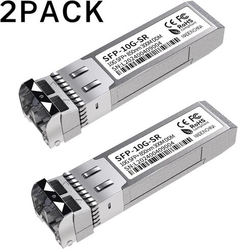 وحدة 4Pack 10G SFP+ LC، جهاز إرسال واستقبال إيثرنت متعدد الأوضاع 10GBase-SR، 850nm MMF يصل إلى 400 متر - متوافق مع Cisco، Meraki، Ubiquiti، Mikrotik، Netgear، HPE، TP-Link، Aruba والمزيد in Saudi Arabia