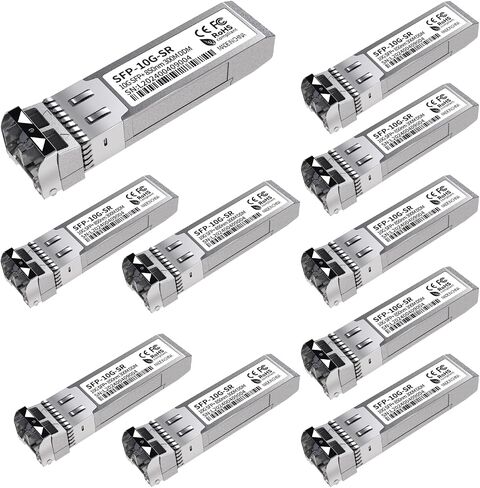 وحدة 4Pack 10G SFP+ LC، جهاز إرسال واستقبال إيثرنت متعدد الأوضاع 10GBase-SR، 850nm MMF يصل إلى 400 متر - متوافق مع Cisco، Meraki، Ubiquiti، Mikrotik، Netgear، HPE، TP-Link، Aruba والمزيد in Saudi Arabia