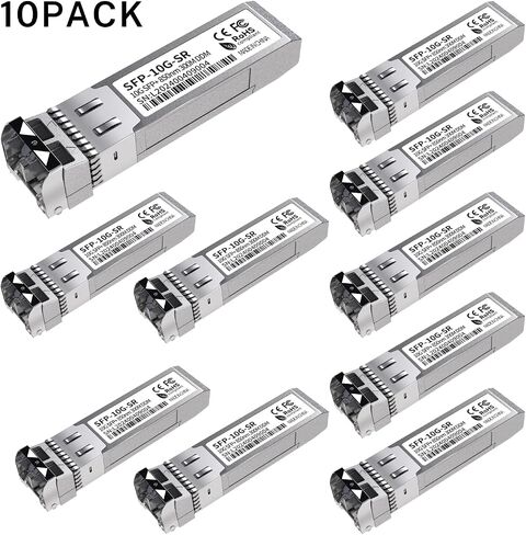 وحدة 4Pack 10G SFP+ LC، جهاز إرسال واستقبال إيثرنت متعدد الأوضاع 10GBase-SR، 850nm MMF يصل إلى 400 متر - متوافق مع Cisco، Meraki، Ubiquiti، Mikrotik، Netgear، HPE، TP-Link، Aruba والمزيد in Saudi Arabia