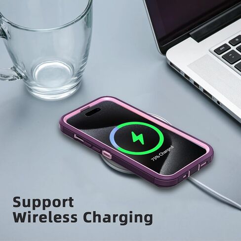 حافظة لهاتف Apple iPhone 15 Pro مع مشبك حزام ومسند، حافظة متينة متعددة الطبقات لحماية الجسم بالكامل مع حزام حزام لهاتف Apple iPhone 15 Pro 6.1 بوصة 2023 (أزرق داكن + أزرق) in Kuwait