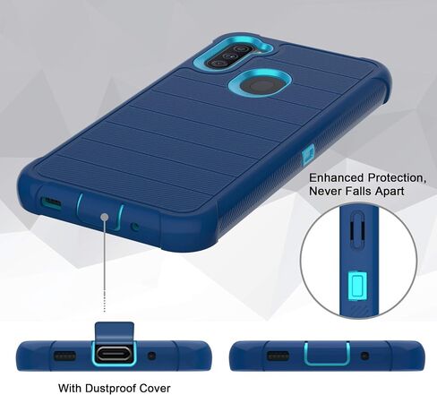 for Galaxy A11 Case with Soft TPU Screen Protector, [Holster Series] Full Body Heavy Duty Armor Protective Phone Cover with Kickstand Belt Clip Case for Samsung Galaxy A11 (Navy) in Saudi Arabia