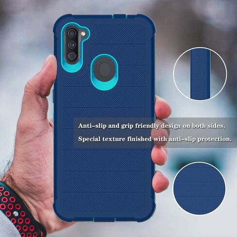 for Galaxy A11 Case with Soft TPU Screen Protector, [Holster Series] Full Body Heavy Duty Armor Protective Phone Cover with Kickstand Belt Clip Case for Samsung Galaxy A11 (Navy) in Saudi Arabia