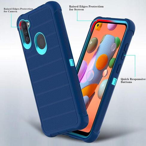 for Galaxy A11 Case with Soft TPU Screen Protector, [Holster Series] Full Body Heavy Duty Armor Protective Phone Cover with Kickstand Belt Clip Case for Samsung Galaxy A11 (Navy) in Saudi Arabia
