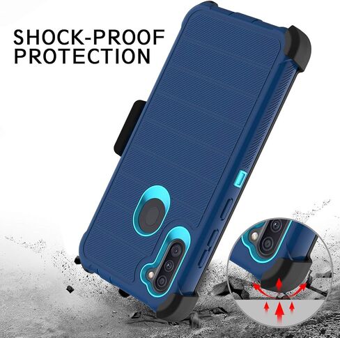 for Galaxy A11 Case with Soft TPU Screen Protector, [Holster Series] Full Body Heavy Duty Armor Protective Phone Cover with Kickstand Belt Clip Case for Samsung Galaxy A11 (Navy) in Saudi Arabia