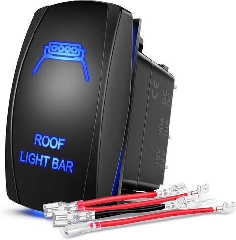 Nilight Windshield Wiper Rocker Switch Led Light Bar Switch 8Pin Laser （ON) On Off DPDT switches 20A/12V 10A/24V Switch Blue with Jumper Wires Set for Cars Trucks RVs,2 Years Warranty in Saudi Arabia