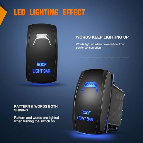 Nilight Windshield Wiper Rocker Switch Led Light Bar Switch 8Pin Laser （ON) On Off DPDT switches 20A/12V 10A/24V Switch Blue with Jumper Wires Set for Cars Trucks RVs,2 Years Warranty in Saudi Arabia