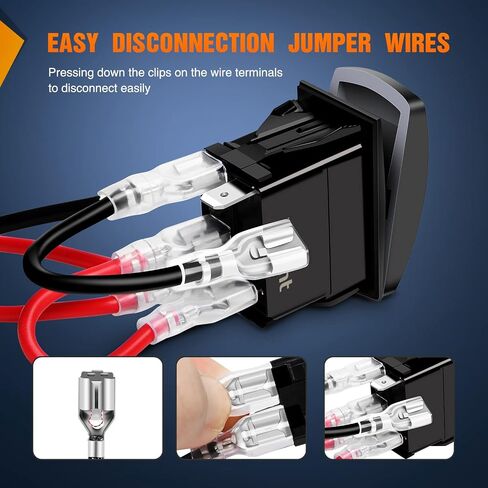 Nilight Windshield Wiper Rocker Switch Led Light Bar Switch 8Pin Laser （ON) On Off DPDT switches 20A/12V 10A/24V Switch Blue with Jumper Wires Set for Cars Trucks RVs,2 Years Warranty in Saudi Arabia