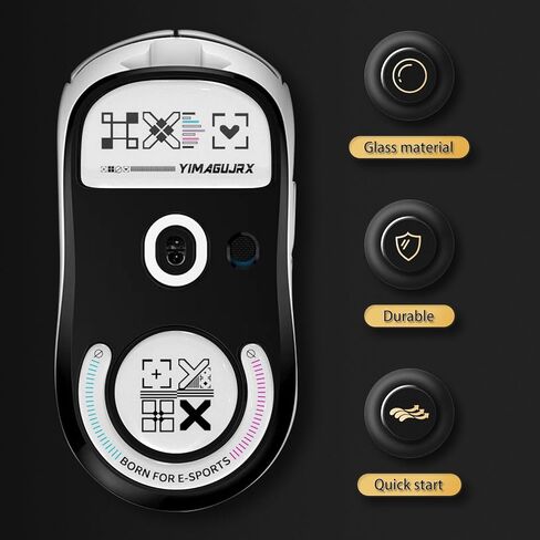 YIMAGUJRX زلاجات ماوس زجاجية لـ Logitech G Pro X Superlight، أسرع وأنعم أقدام فأرة، بداية سريعة، مجموعة تحديد المواقع الدقيقة (مطبوعات بيضاء) in Kuwait