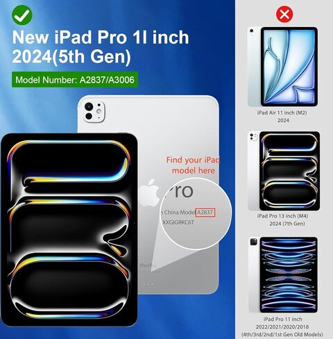 حافظة T Tersely الشفافة لجهاز iPad Pro مقاس 11 بوصة M4 (2024، الجيل الخامس)، غطاء ممتص للصدمات من مادة TPU مقاوم للصدمات Air Hybrid رفيع مناسب لجهاز Apple Pencil Pro/الشحن اللاسلكي الثاني in Kuwait