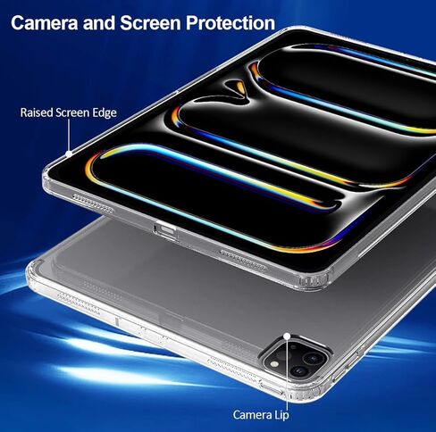 حافظة T Tersely الشفافة لجهاز iPad Pro مقاس 11 بوصة M4 (2024، الجيل الخامس)، غطاء ممتص للصدمات من مادة TPU مقاوم للصدمات Air Hybrid رفيع مناسب لجهاز Apple Pencil Pro/الشحن اللاسلكي الثاني in Kuwait