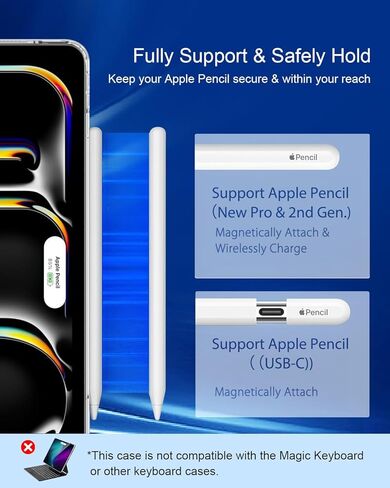حافظة T Tersely الشفافة لجهاز iPad Pro مقاس 11 بوصة M4 (2024، الجيل الخامس)، غطاء ممتص للصدمات من مادة TPU مقاوم للصدمات Air Hybrid رفيع مناسب لجهاز Apple Pencil Pro/الشحن اللاسلكي الثاني in Kuwait