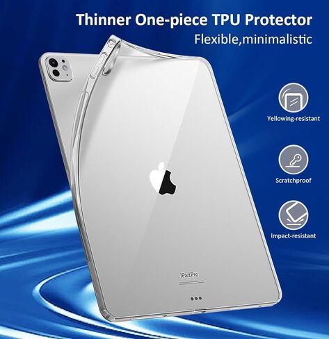 حافظة T Tersely الشفافة لجهاز iPad Pro مقاس 11 بوصة M4 (2024، الجيل الخامس)، غطاء ممتص للصدمات من مادة TPU مقاوم للصدمات Air Hybrid رفيع مناسب لجهاز Apple Pencil Pro/الشحن اللاسلكي الثاني in Kuwait