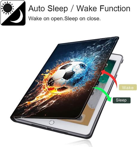 حافظة لجهاز iPad الجيل التاسع 2021، لجهاز iPad الجيل التاسع 2021/الجيل الثامن 2020/الجيل السابع 2019، غطاء حامل ذكي من جلد البولي يوريثان مع تنبيه/غفو تلقائي لجهاز Apple iPad 10.2 بوصة، كرة قدم in Kuwait