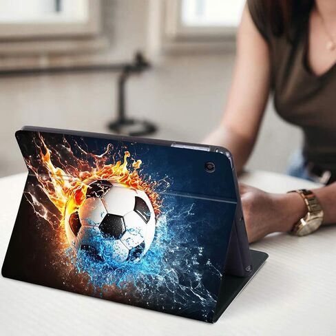حافظة لجهاز iPad الجيل التاسع 2021، لجهاز iPad الجيل التاسع 2021/الجيل الثامن 2020/الجيل السابع 2019، غطاء حامل ذكي من جلد البولي يوريثان مع تنبيه/غفو تلقائي لجهاز Apple iPad 10.2 بوصة، كرة قدم in Kuwait
