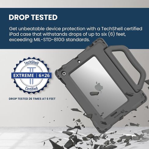 حافظة Brenthaven Bounce تناسب iPad الجيل العاشر 2022 (10.9 بوصة) غطاء واقٍ لحمل الأطفال - متين ونحيف وخفيف الوزن ومتوافق مع معرف اللمس الذي تم اختباره عند السقوط - أسود in Kuwait