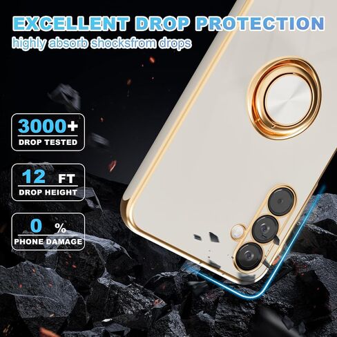 for Galaxy A14 5G Phone Case,+Screen Protector,with Magnetic Kickstand,Built-in 360° Rotation Ring Holder,Plating Gold Edge Slim Soft TPU Shockproof Protective Case for Samsung Galaxy A14 5G, Purple in Saudi Arabia
