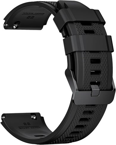 سوار ساعة LIGE 22 ملم من السيليكون للساعة الذكية BW1846/ST19 /SML6، سوار معصم بديل من المطاط الناعم المقاوم للماء قابل للتعديل مع إبزيم رياضي من الفولاذ المقاوم للصدأ مطلي بالفضة (K56-أسود) in Kuwait