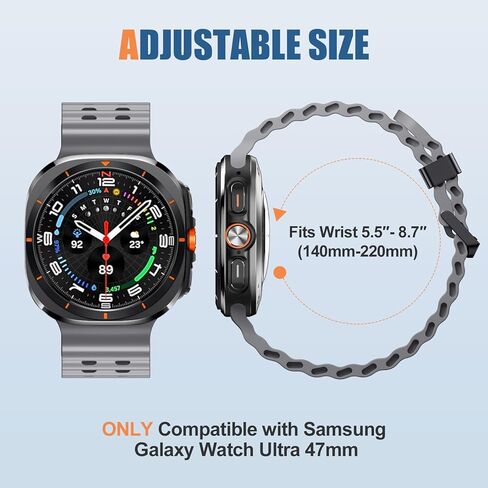 Adorve متوافق مع Samsung Galaxy Watch 7 Ultra Bands 47mm (2024)، سوار معصم متين للمحيط من السيليكون قابل للتنفس ومقاوم للماء لساعة Galaxy Watch Ultra Bands للرجال والنساء in Kuwait
