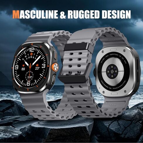 Adorve متوافق مع Samsung Galaxy Watch 7 Ultra Bands 47mm (2024)، سوار معصم متين للمحيط من السيليكون قابل للتنفس ومقاوم للماء لساعة Galaxy Watch Ultra Bands للرجال والنساء in Kuwait