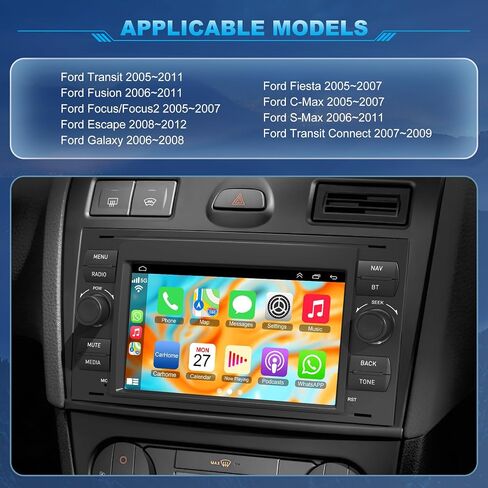 ستيريو سيارة Android 12 لسيارة Ford Transit/Transit Connect 2007-2012، راديو سيارة بشاشة لمس IPS 7 بوصة مع Carplay لاسلكي/Android Auto، DSP، بلوتوث، كاميرا احتياطية، 2+32 in Saudi Arabia