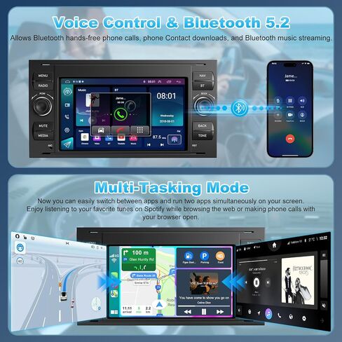 ستيريو سيارة Android 12 لسيارة Ford Transit/Transit Connect 2007-2012، راديو سيارة بشاشة لمس IPS 7 بوصة مع Carplay لاسلكي/Android Auto، DSP، بلوتوث، كاميرا احتياطية، 2+32 in Saudi Arabia