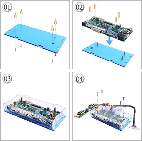 GeeekPi NT68676 Case Kit, HDMI+VGA+DVI+Audio Input LCD Controller Driver Board or HSD190MEN4 M170EN06 17" 19" 1280x1024 4CCFL 30Pins LCD Panel + Acrylic case Fit for Arcade1Up Monitor in Saudi Arabia