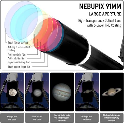 Telescope,91mm Aperture 700mm FL w/Star-Finding System, Telescope for Adults high Powered, with All Metal AZ Mount/Phone Adapter/Remote,for Beginners in Saudi Arabia