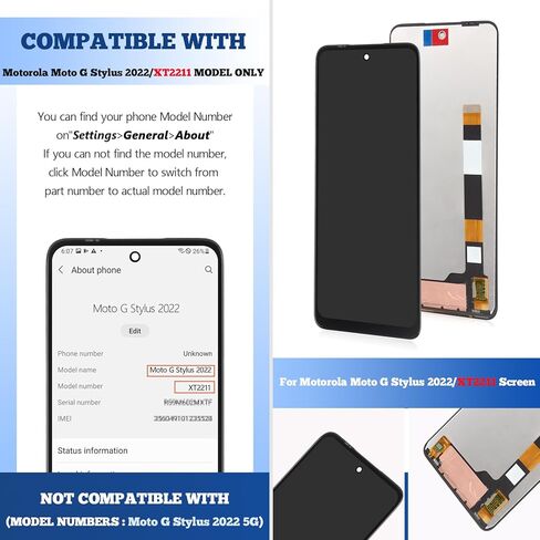 6.8 بوصة لجهاز Motorola Moto G Stylus 2022 استبدال الشاشة لموتورولا G Stylus 2022 XT2211 XT2211-1 XT2211DL شاشة LCD تعمل باللمس مع أدوات إصلاح in Kuwait