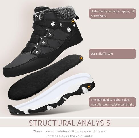 ASHION Womens Snow Boots Warm Fur Lined Winter Boots Comfortable Ankle Booties Outdoor Hiking Boots for Women in Saudi Arabia