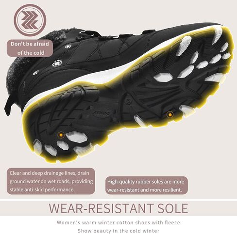 ASHION Womens Snow Boots Warm Fur Lined Winter Boots Comfortable Ankle Booties Outdoor Hiking Boots for Women in Saudi Arabia