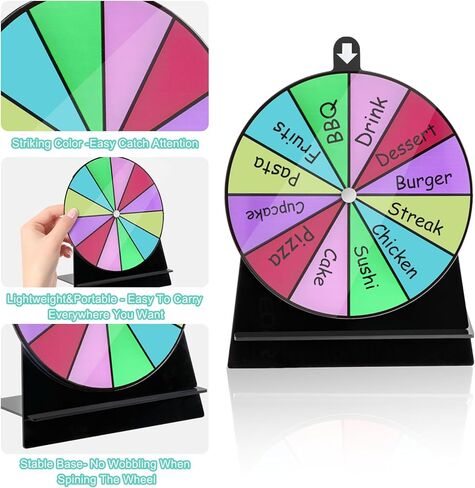 Spinning Prize Wheel-6Inch Dry Erase Spinning Wheel for Prizes with Stand, Tabletop Roulette Spinner for Carnival, Trade Show, Win Fortune Spin Games in Saudi Arabia