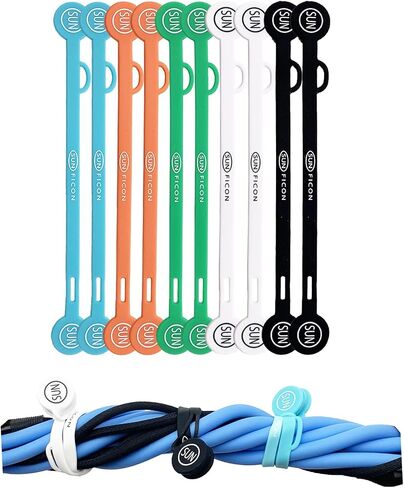 SUNFICON 10 PCS Upgraded Long Magnetic Cord Organizers Cable Clips Cable Straps 2023 New Silicone Twist Ties Colorful Appliance Headphone Cord Holder Manager Bookmark Whiteboard Fridge Magnet Keychain in Saudi Arabia